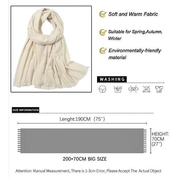 Swat Pany Scarf For Women Winter Pashmina Shawls  For Women Wedding Shawls-Cream - Picture 6 of 6